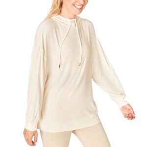 Fabletics Ambrose Rib Top Hoodie Size Large Ribbed Modal Knit Oversized Egret